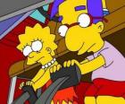 Lisa Brat en iyi arkadaşı, Milhouse arabanın pedalları iskambil ile birlikte